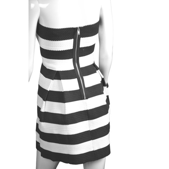 Doe & Rae Black and White Stripe Mini Halter Dress - Size S - Picture 3 of 8